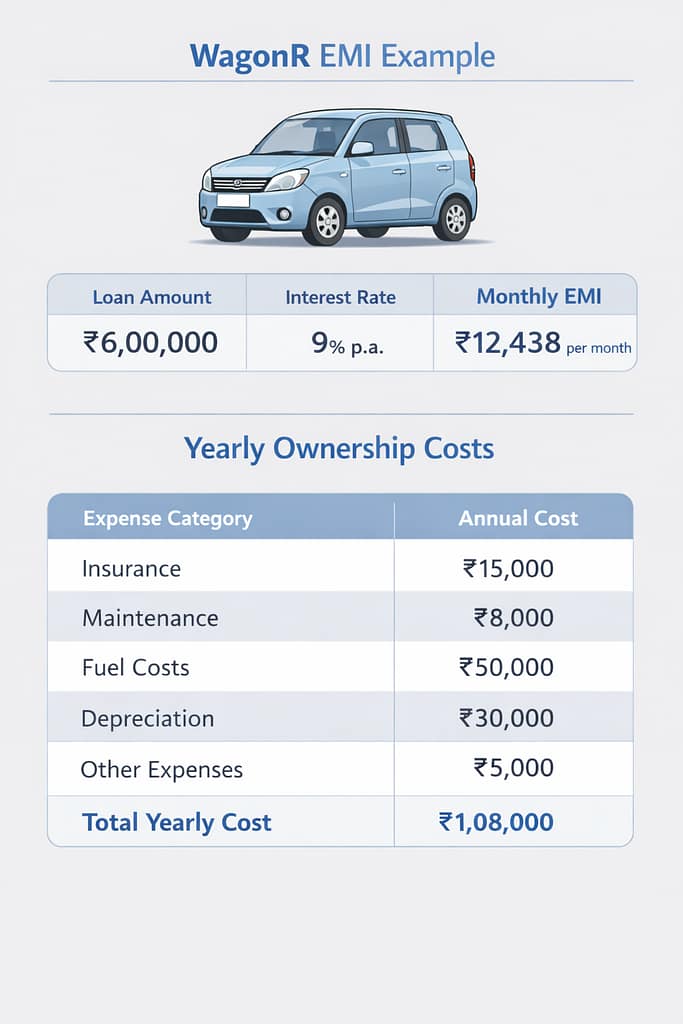 If Buying WagonR on Loan EMI Breakdown
